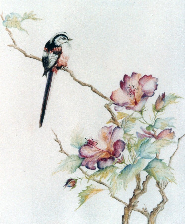 long tailed tit painting
